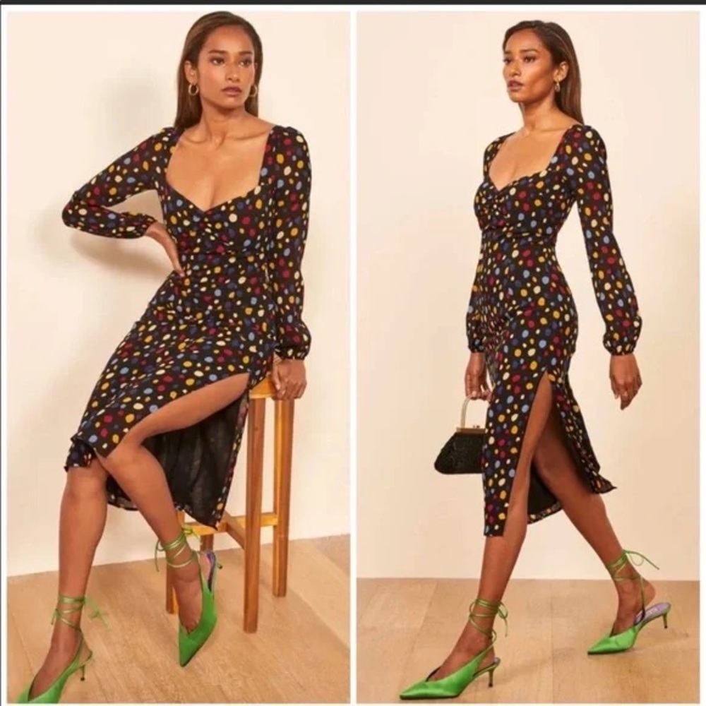 Reformation Black Long Sleeve Dress
